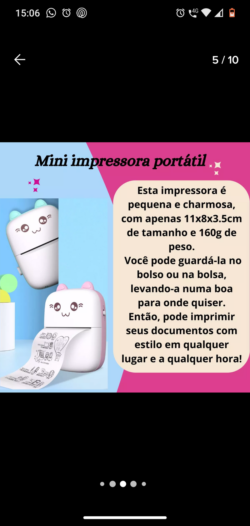 Mine Impressora Portátil Gatinho