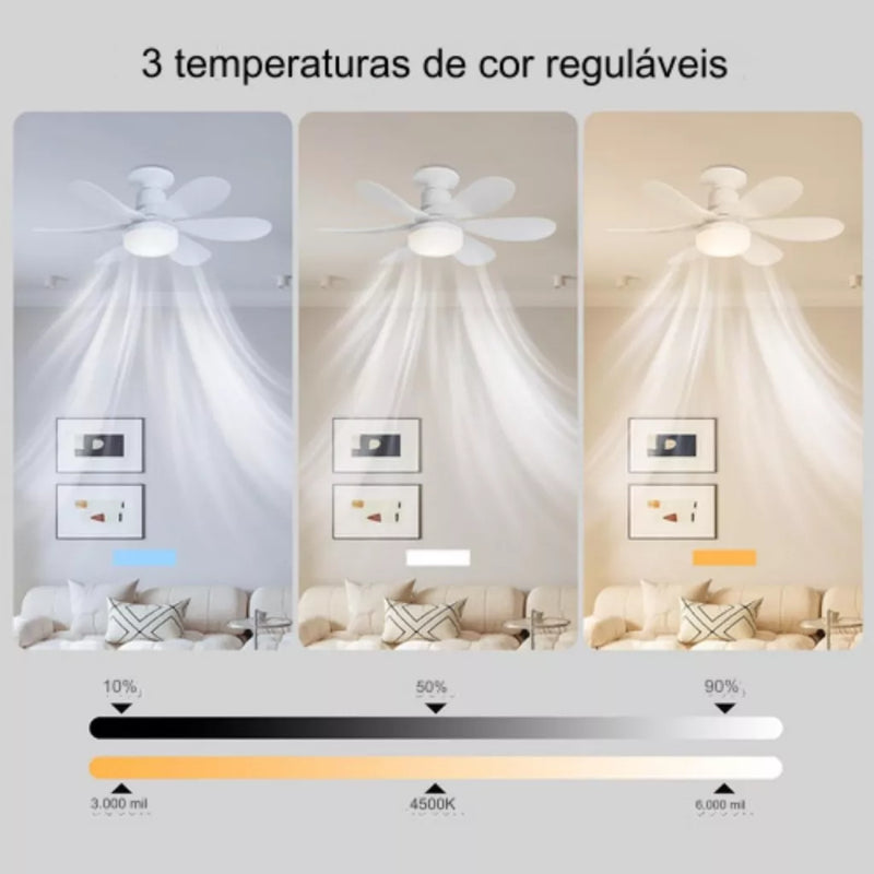 Ventilador de Teto com Função de Escurecimento Remoto Bivolt